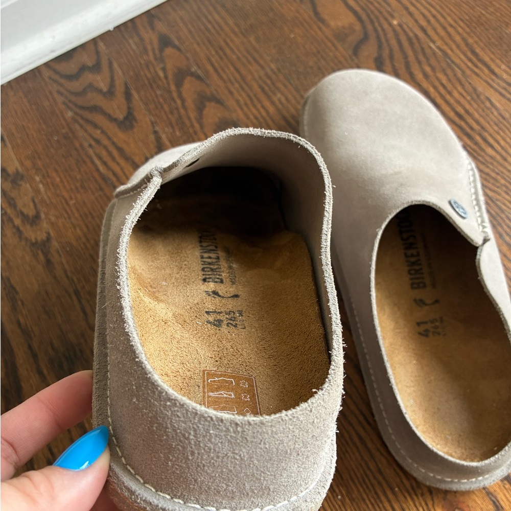 Birkenstock Taupe Suede Slip-On Mule Clogs - Picture 3 of 7
